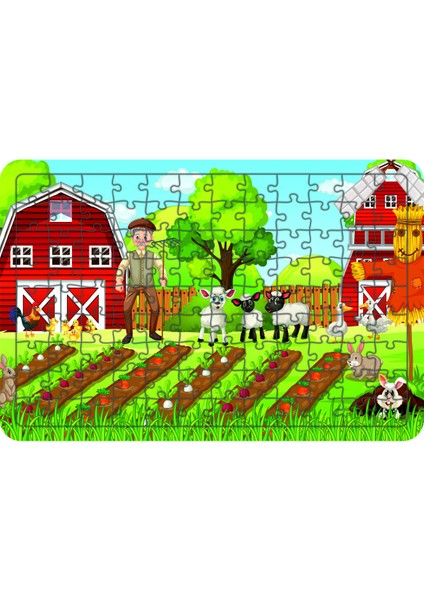 Çiftlik Hayatı 108 Parça Ahşap Çocuk Puzzle Yapboz