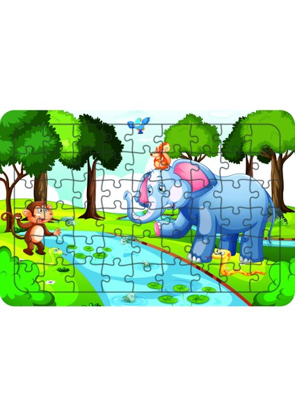 Hayvanlar 54 Parça Ahşap Çocuk Puzzle Yapboz Model 9