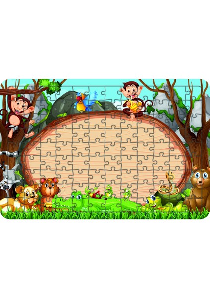 Hayvanlar 108 Parça Ahşap Çocuk Puzzle Yapboz Model 14
