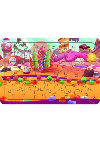 Şeker Dünyası 54 Parça Ahşap Çocuk Puzzle Yapboz