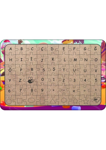 Şeker Dünyası 54 Parça Ahşap Çocuk Puzzle Yapboz