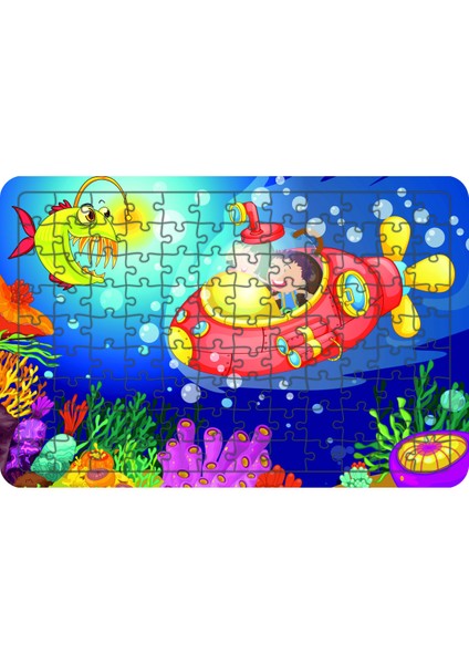 Denizaltı 108 Parça Ahşap Çocuk Puzzle Yapboz