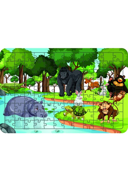 Hayvanlar 108 Parça Ahşap Çocuk Puzzle Yapboz Model 15