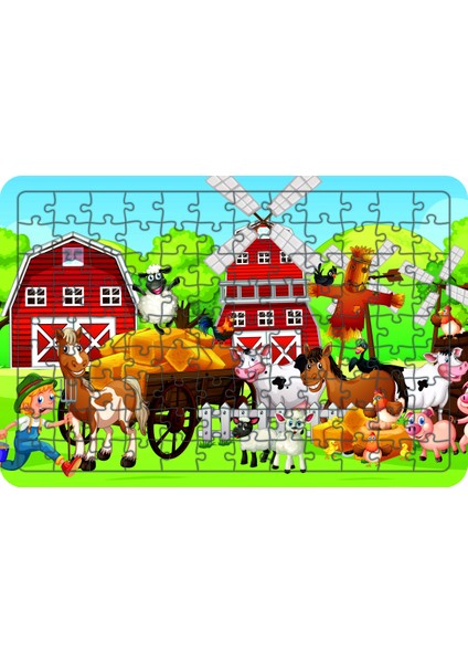Hayvanlar 108 Parça Ahşap Çocuk Puzzle Yapboz Model 18