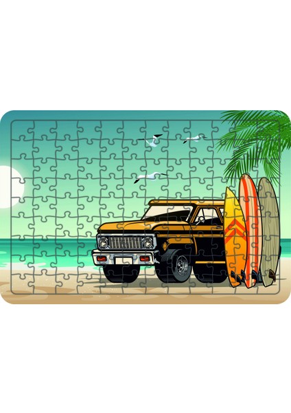 Kamyon Tatilde 108 Parça Ahşap Çocuk Puzzle Yapboz