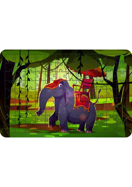 Koltuklu Fil Amca 108 Parça Ahşap Çocuk Puzzle Yapboz