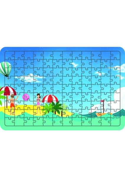 Plajdaki Insanlar 108 Parça Ahşap Çocuk Puzzle Yapboz