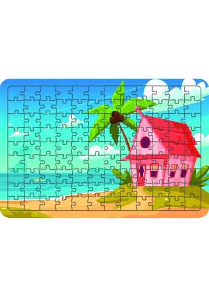 Sahil Evi 108 Parça Ahşap Çocuk Puzzle Yapboz