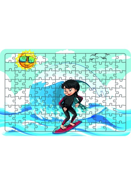 Sörfcü Kız 108 Parça Ahşap Çocuk Puzzle Yapboz