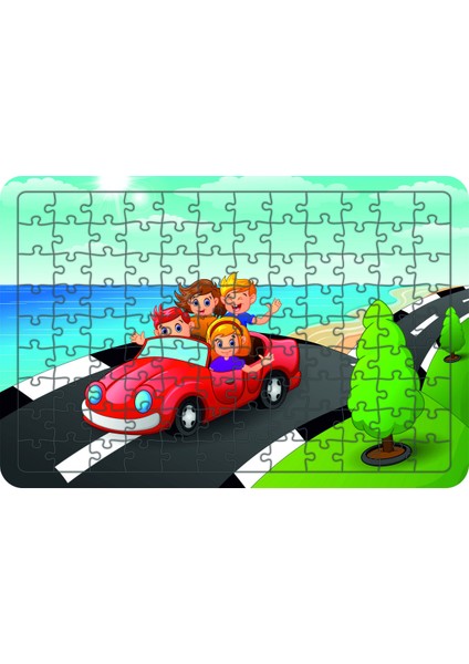 Tatile Giden Çocuklar 108 Parça Ahşap Çocuk Puzzle Yapboz