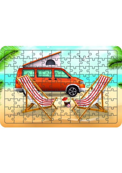 Tatil Karavanı 108 Parça Ahşap Çocuk Puzzle Yapboz