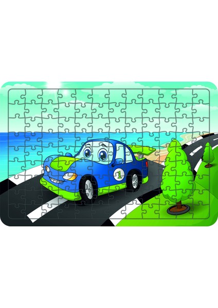 Yarış Arabası 108 Parça Ahşap Çocuk Puzzle Yapboz Model 1