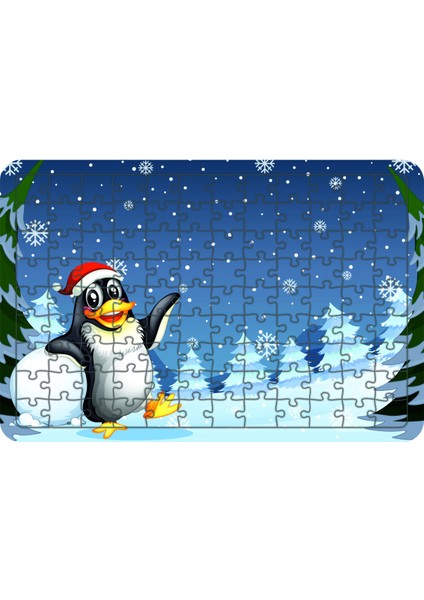 Yılbaşı Pengueni 108 Parça Ahşap Çocuk Puzzle Yapboz