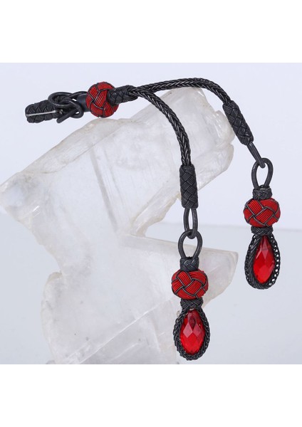 Kırmızı Renk Tasarım Gümüş El Örmesi Tesbih Püskülü