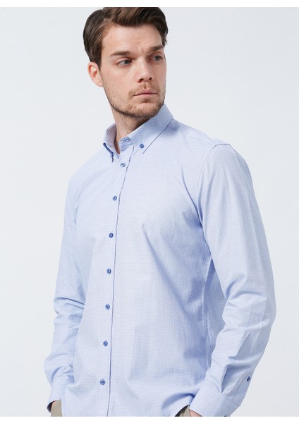 CM Ryan D 901 Düğmeli Regular Fit Armürlü Mavi Erkek Gömlek fırsatları