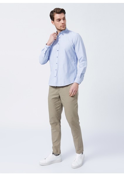 CM Ryan D 901 Düğmeli Regular Fit Armürlü Mavi Erkek Gömlek indirimleri