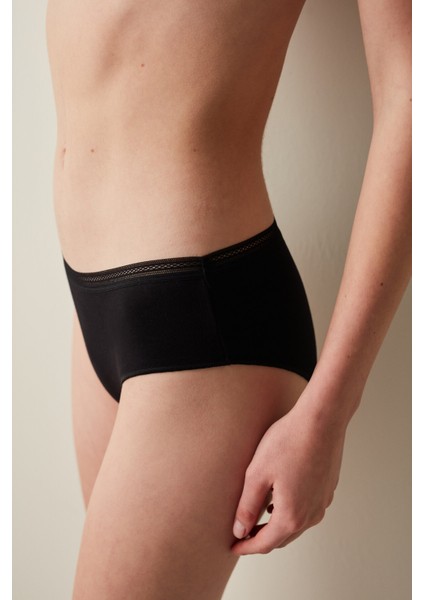 Easy Pamuklu Trim Siyah Hipster Külot