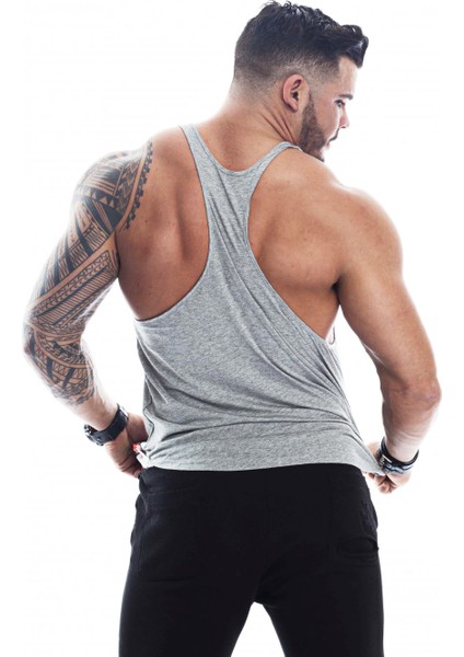 Erkek Gri Power Fitness Gym Tank Top Sporcu Atleti fiyatları
