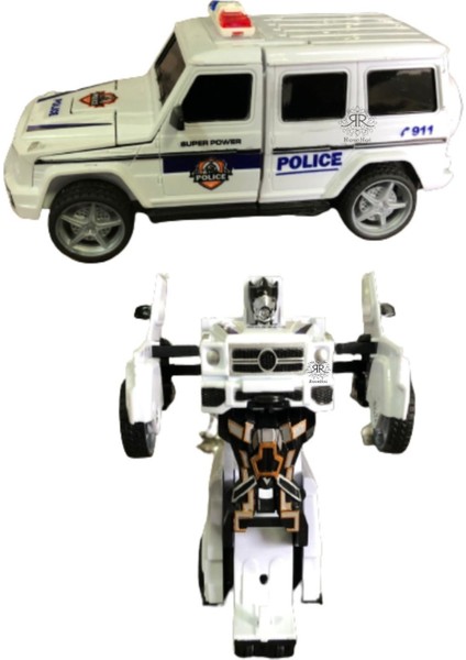 Oyuncak Jeep Wrangler Ur Polis Aracı Dönüşebilen Transformers Robot Jeep