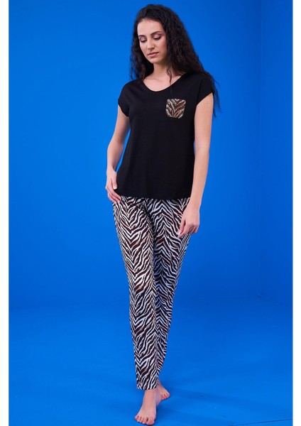 23184 Kadın Desenli Pijama Takım