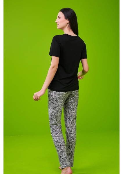 23174 Kadın Desenli Pijama Takım