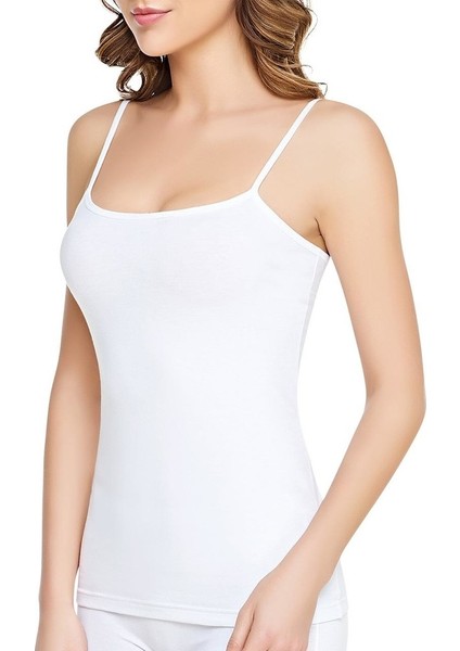 12'li Paket 0135 Ribana Ip Askılı Kadın Atlet Beyaz