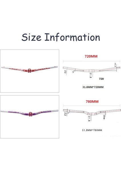 Dağ Bisikleti Bisiklet Gidon Yokuş Aşağı Bisiklet Yükseltici Bar 31.8mm 720MM / 780MM Siyah 720MM (Yurt Dışından)