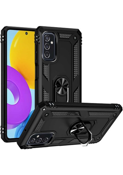 Samsung Galaxy M52 Kılıf Çift Katmanlı Yüzüklü Manyetik Vega Kapak