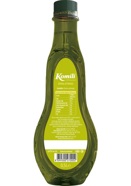 Yemeklik Riviera Zeytinyağı 500 ml