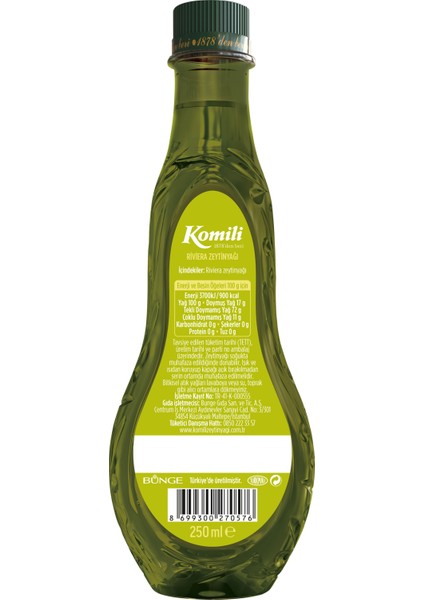 Yemeklik Riviera Zeytinyağı 250 ml