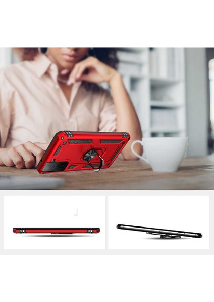 Samsung Galaxy S21 Fe Kılıf Çift Katmanlı Yüzüklü Manyetik Vega Kapak fiyatları