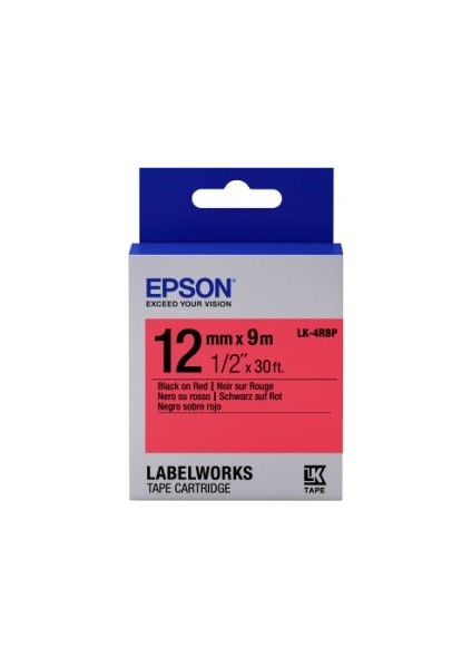 Lk-4rbp Pastel Siyah Üzeri Kırmızı 12mm 9 mt Etiket