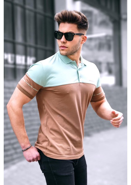 Erkek Basic Kahverengi Polo Yaka Erkek Tişört