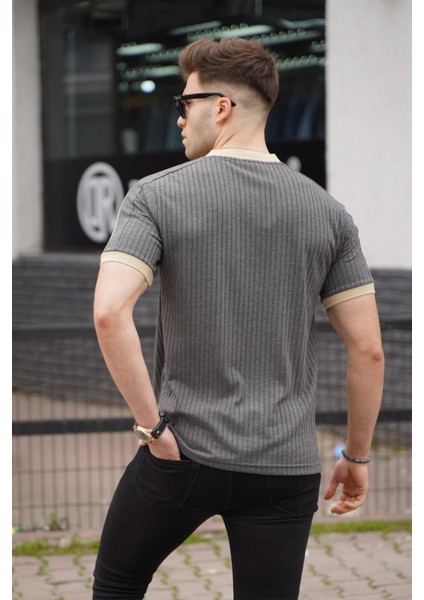 Antrasit Fermuar Yaka Erkek Penye Tişört fiyatları