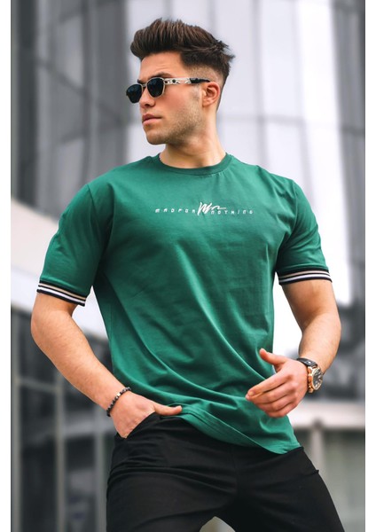 Koyu Yeşil Basic Erkek Tişört Günlük Kullanım İçin Dropsuz Tasarım