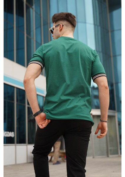 Koyu Yeşil Basic Erkek Tişört Günlük Kullanım İçin Dropsuz Tasarım fiyatları