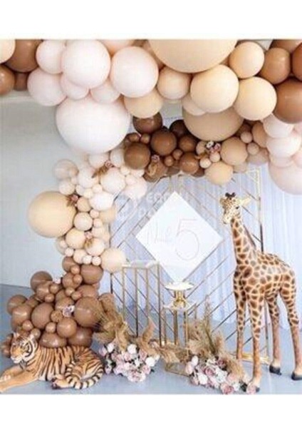 Karamel Ten Çikolata Kahve Beyaz Pastel Renk Balon Zinciri 50 Adet+5 mt Balon Zinciri
