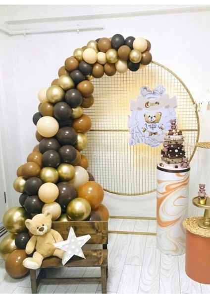 Karamel-Ten-Çikolata Kahve-Gold Renk Balon Zinciri 100 Adet+5 mt Balon Zinciri