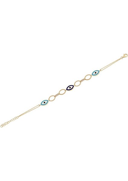 14 Ayar Sarı Altın Göz,Mineli Bileklik modelleri