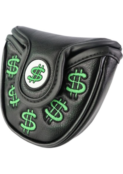 Golf Putter Kapak Kafası Kapakları Pu Deri Mallet Atıcı Headcover Dolar Desenler Siyah Yeşil (Yurt Dışından)