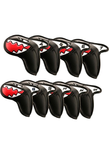 9 Adet Shark Pu Golf Demir Headcover Golf Kulübü Başkanı Koruyucu Aksesuar Siyah Kapakları (Yurt Dışından) fiyatları
