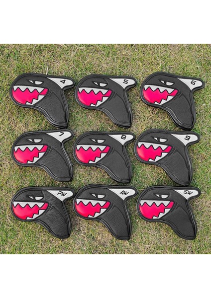 9 Adet Shark Pu Golf Demir Headcover Golf Kulübü Başkanı Koruyucu Aksesuar Siyah Kapakları (Yurt Dışından) fırsatları