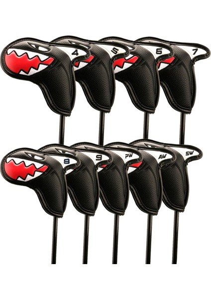 9 Adet Shark Pu Golf Demir Headcover Golf Kulübü Başkanı Koruyucu Aksesuar Siyah Kapakları (Yurt Dışından) indirimleri