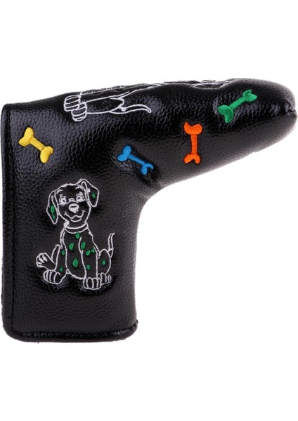 Golf Putter Kapak Düz Bar Headcover - Nakış ve Renkler Siyah Köpek Seçin (Yurt Dışından)