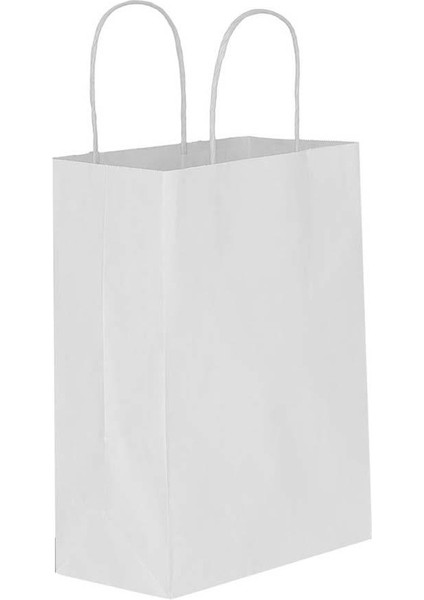 Beyaz Kağıt Hediye ve Alışveriş Çantası (18X8X24) 25 Adet