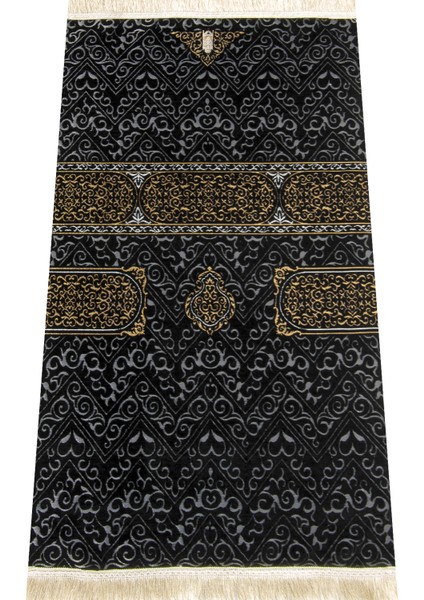 Kabe Desenli Ultra Plus Siyah Şönil Seccade 6