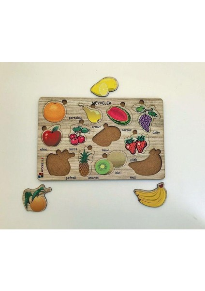 12 Parça Ahşap Eğitici Öğretici Yapboz Bulmaca Meyveler Bultak Ahşap Puzzle Çocuk Oyunu Montesorri