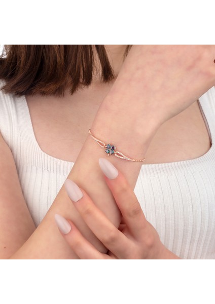 925 Ayar Gümüş Kanatlı Mistik Topaz Yonca Bileklik modelleri