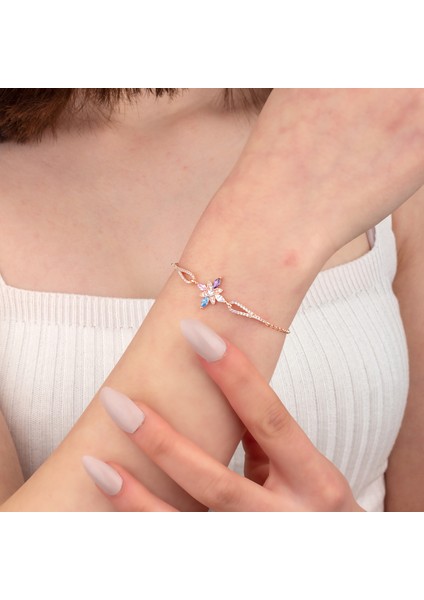 925 Ayar Gümüş Kanatlı Mix Taşlı Umut Çiçeği Bileklik modelleri