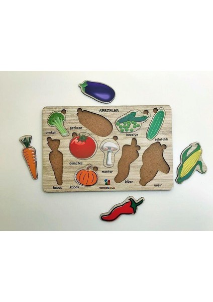 10 Parça Ahşap Eğitici Öğretici Yapboz Bulmaca Sebzeler Bultak Ahşap Puzzle Çocuk Oyunu Montesorri
